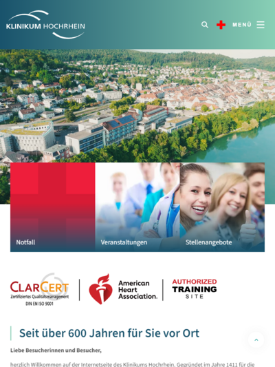 Tablet-Darstellung „Klinikum Hochrhein” von numero2