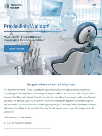 Tablet-Darstellung „Praxisklinik Walldorf” von numero2