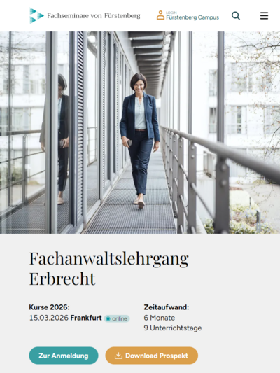 Tablet-Darstellung „Fachseminare von Fürstenberg” von numero2