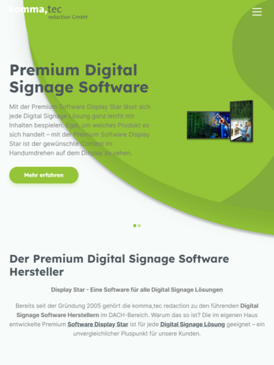 Tablet-Darstellung „komma,tec redaction GmbH” von numero2