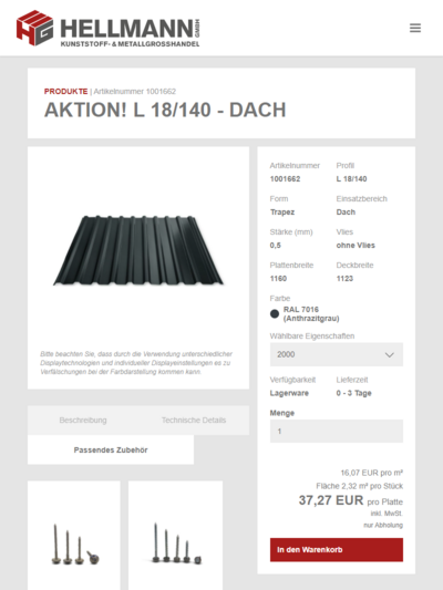 Tablet-Darstellung „Hellmann Großhandel” von numero2