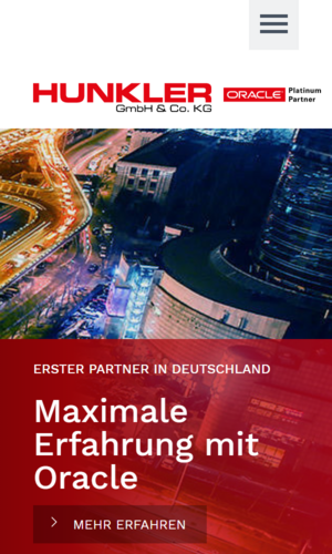 Mobilversion „HUNKLER GmbH - Oracle-Systemhaus und ältester Oracle-Partner in Deutschland” von numero2