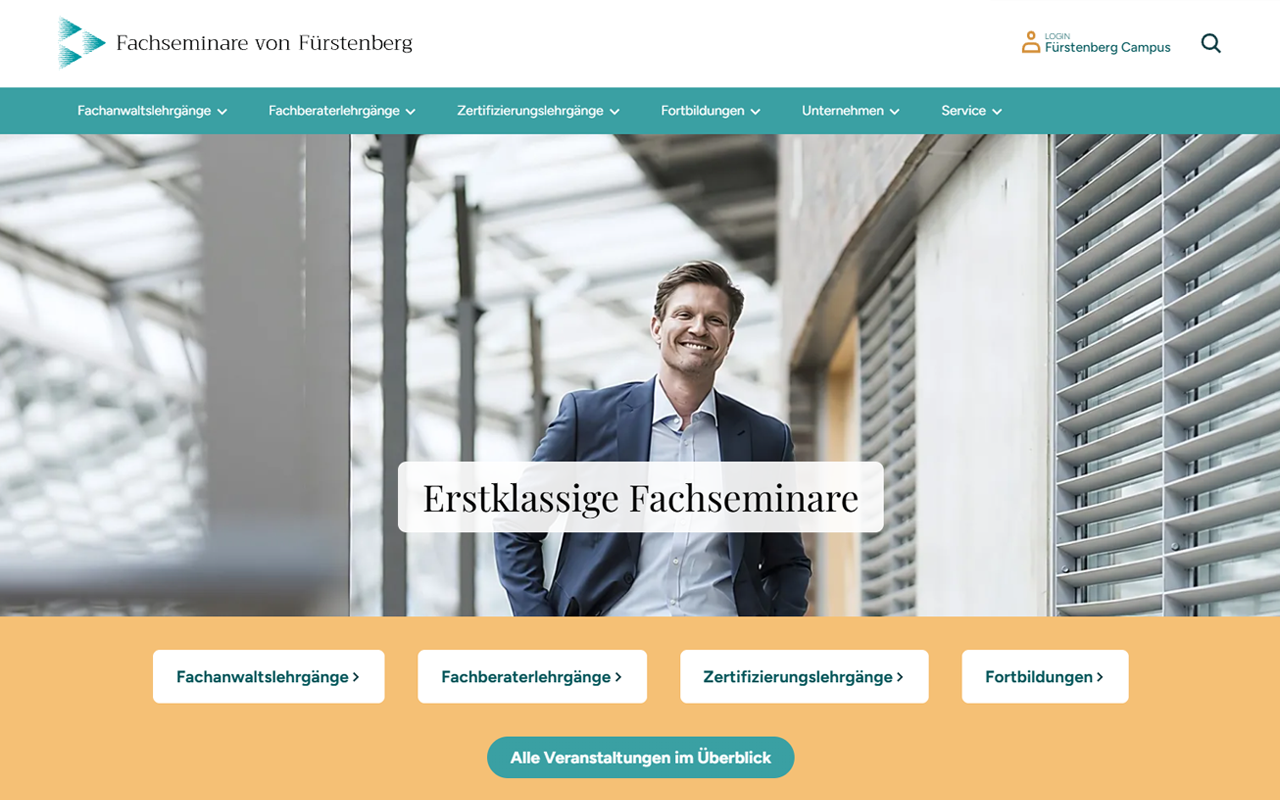 Desktopansicht „Fachseminare von Fürstenberg” von numero2