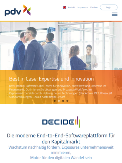 Tablet-Darstellung „pdv Financial Software GmbH - Software für den Kapitalmarkt” von numero2