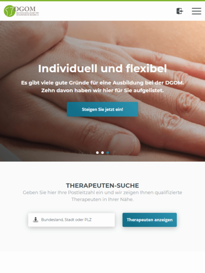 Tablet-Darstellung „DGOM - Deutsche Gesellschaft für Osteo­pathische Medizin e.V” von numero2