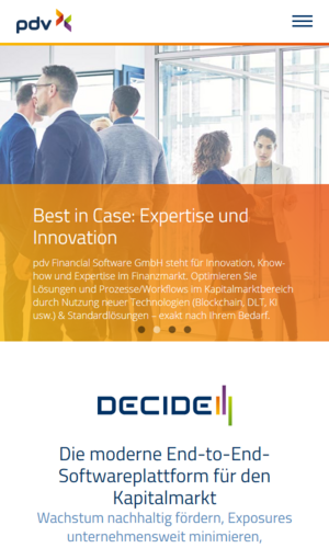 Mobilversion „pdv Financial Software GmbH - Software für den Kapitalmarkt” von numero2