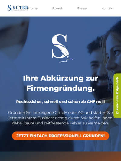 Tablet-Darstellung „Suter Treuhand Consulting GmbH” von numero2