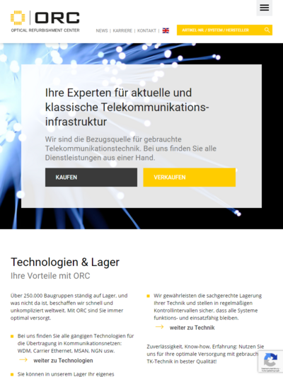 Tablet-Darstellung „Optical Refurbish­ment Center GmbH” von numero2