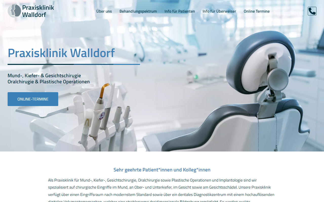 Desktopansicht „Praxisklinik Walldorf” von numero2