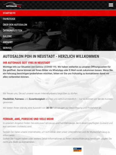 Tablet-Darstellung „Autosalon Poh in Neustadt an der Weinstraße” von numero2