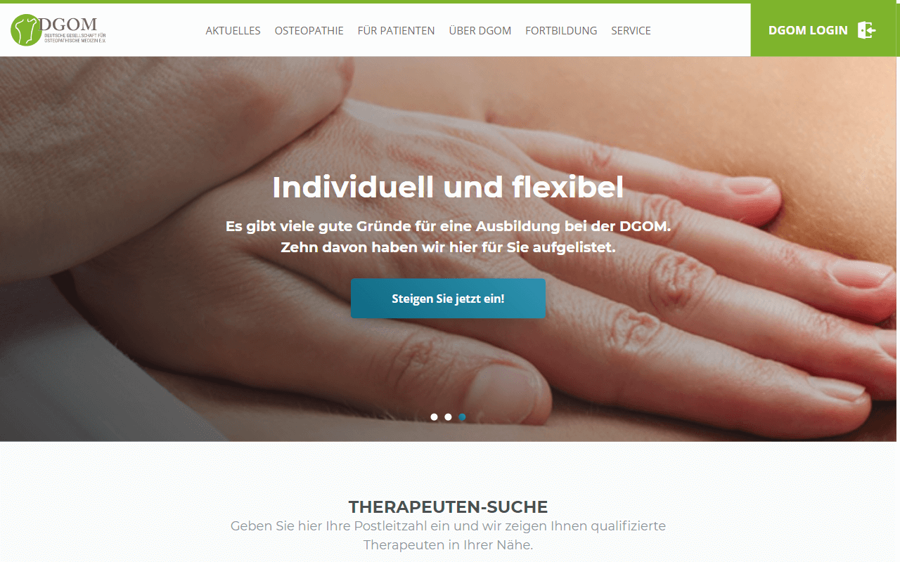 Desktopansicht „DGOM - Deutsche Gesellschaft für Osteo­pathische Medizin e.V” von numero2