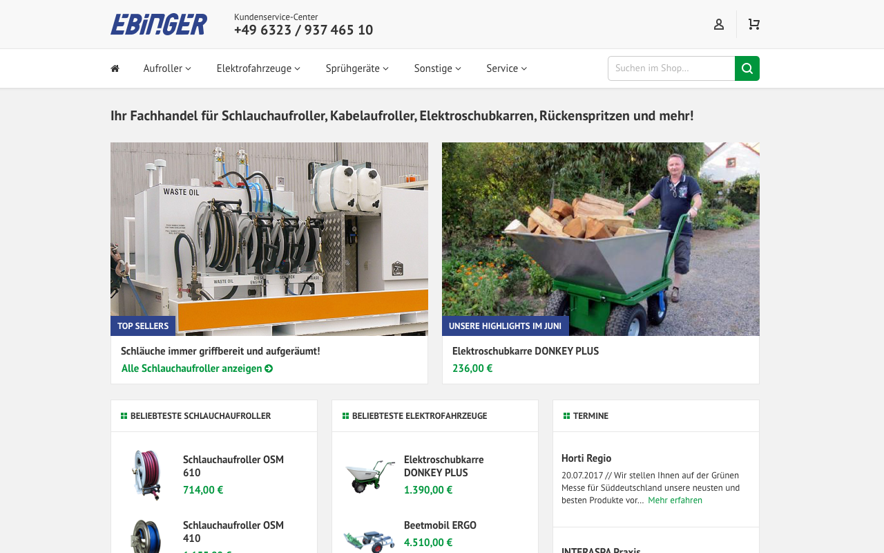 Desktopansicht „Ebinger GmbH” von numero2