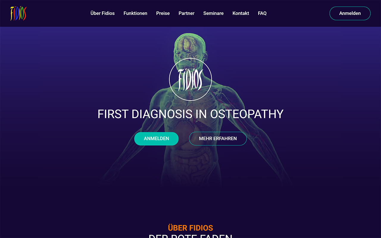 Desktopansicht „FIDIOS - Befundsystem für Osteopathen und Physio­therapeu­ten” von numero2