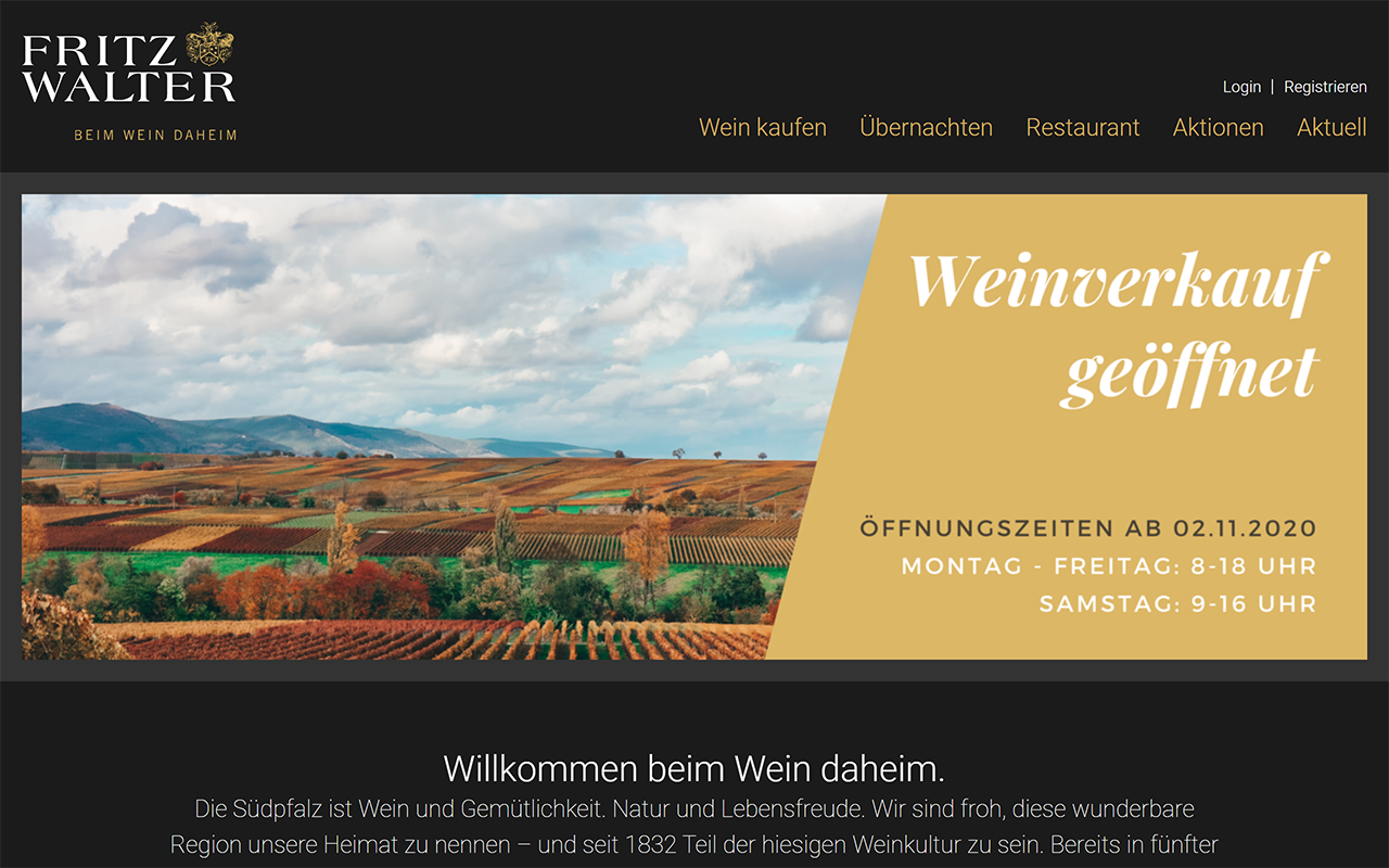 Desktopansicht „WeinGut Fritz Walter” von numero2