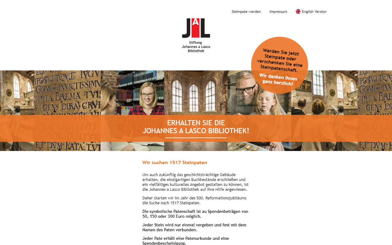 Desktopansicht „Stiftung Johannes a Lasco Bibliothek - Steinpatenschaft” von numero2
