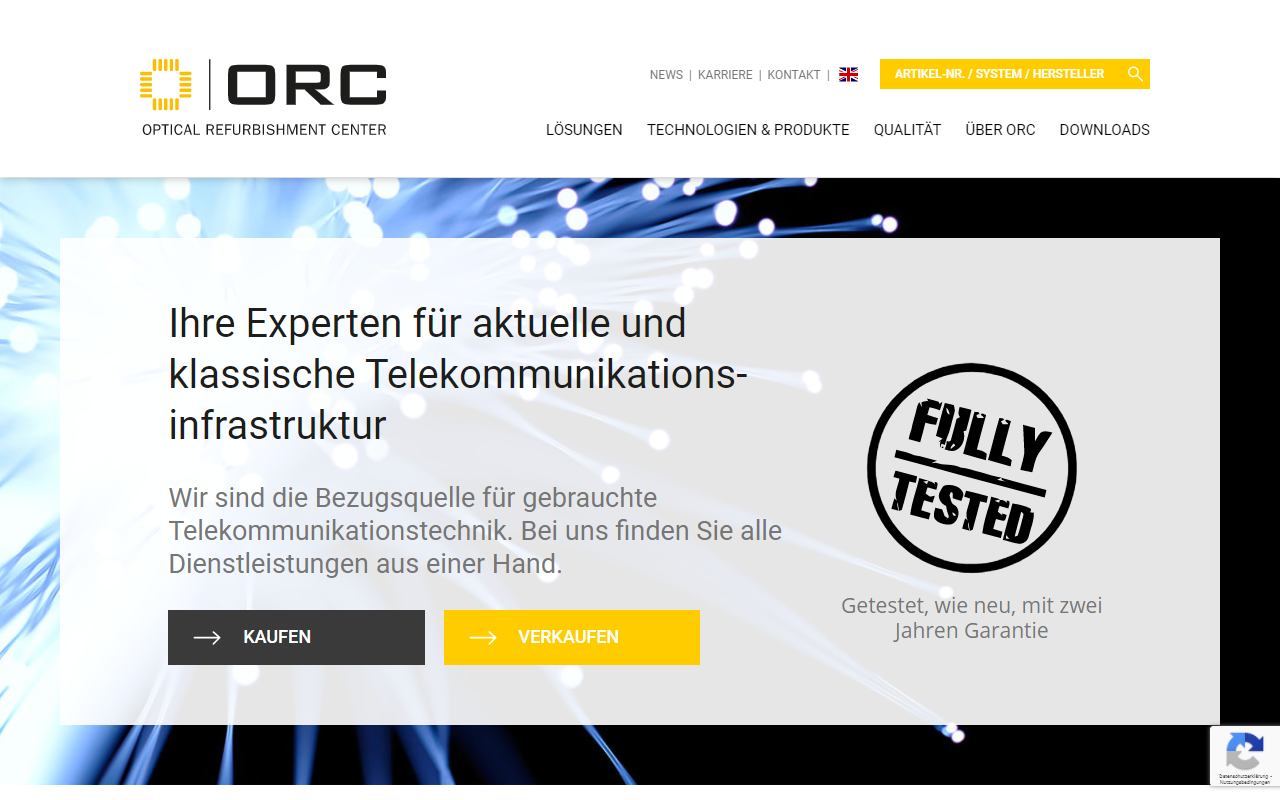 Desktopansicht „Optical Refurbish­ment Center GmbH” von numero2
