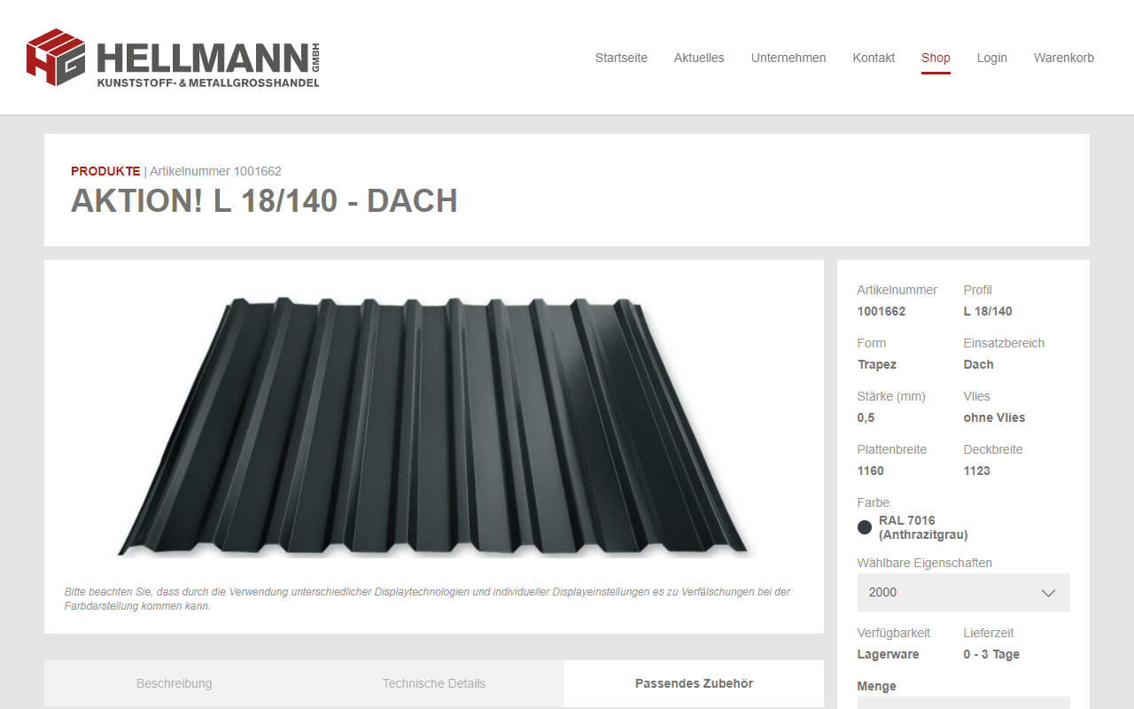 Desktopansicht „Hellmann Großhandel” von numero2